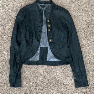 Black Faux Leather Peplum Bottom Leather Jacket